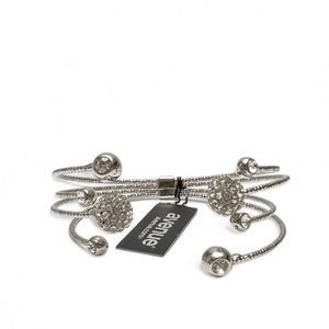 Avenue Silvertone Clear Crystal Rhinestone Ball Orb Spiral Cuff Bracelet NEW